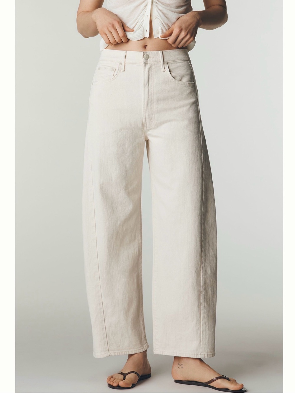 MOTHER SUPERIOR Jeans Half-Pipe Ankle High-Rise Barrel Act Natural Ivory Size 32